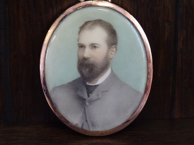 Late Victorian miniature watercolour portrait of a gent